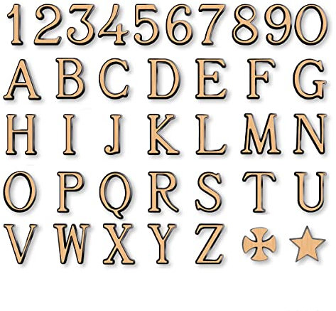 Lettres et chiffres en bronze pour les pierres tombales ou les numéros de maison. Modèle Romain. Finition bronze poli. Hauteur 3 cm (Numéro 3)