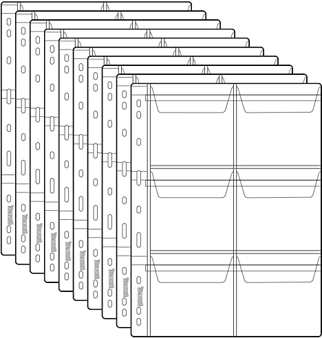 60 Taschen-Münzblätter – 6 Gitter/Seite, durchsichtiger Münz-Medaillenhalter, Stempel, Währungsschutz, Münzsammelzubehör, 10 Blatt CS03006