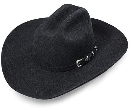 STARS & STRIPES Houston Black Hut – Hochwertiger Western-Cowboyhut aus Wollfilz