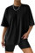 AirMood Womens Oversized Loose Fit T Shirts Tops Summer Short Sleeve Oversize Tee Tshirt (Black,M)