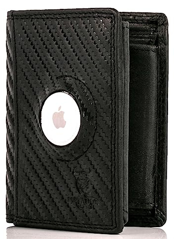 MATADOR Portefeuille en cuir pour homme avec compartiment AirTag, Noir carbone, Minimallist Wallet, Moderne