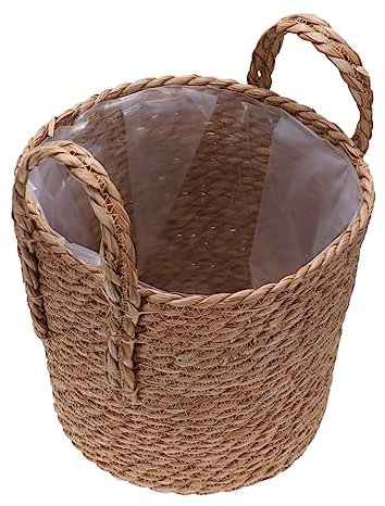Boîte de Rangement de Jardin en Lin à Double Poignée Paniers de Fleurs en Pot de Paille pour La Décoration de La Maison