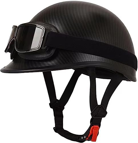 Vintage-Motorradhelm Leichter Halbschalenhelm Mit Herausnehmbarem Innenfutter Offener Helm Für Erwachsene Herren Damen Straßenrennen Motorrad Roller DOT/ECE-Geprüft 5,XXXL(64-65CM)