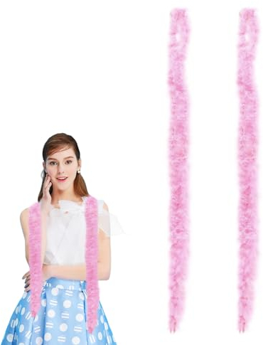 Ceboic Federboa, 2M Bunte Flauschige Feder Boa mit Herz Randlosen Sonnenbrillen, Natürliche Truthah Feder Schal Damen Kostümzubehör für Hochzeit Ankleiden Party Cosplay Karneval Halloween Weihnachten