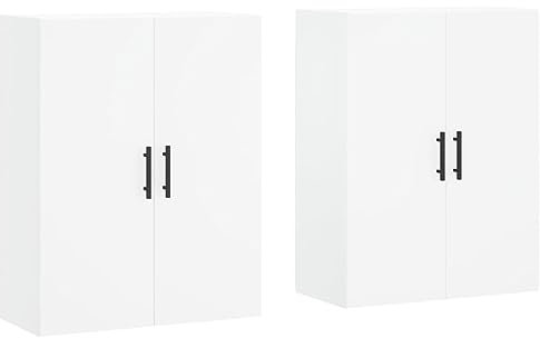 vidaXL Wandschränke 2 STK., Hängeschrank mit viel Stauraum, Badschrank Wohnzimmerschrank mit Türen, Wandmontage Aufbewahrungsschrank, Weiß
