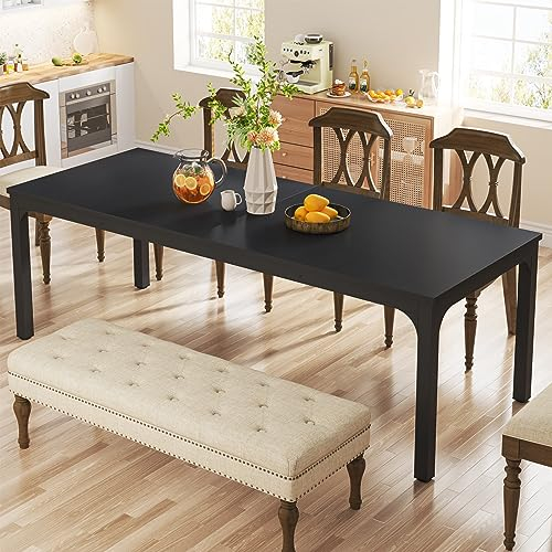 Tribesigns Mesa de Comedor Industrial 200 x 70 x 75 cm, Mesa de Cocina para 6-8 Personas, Mesa de Comedor Rectangular para Comedor, Cocina, Salón, Negro