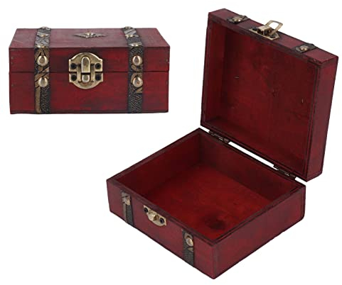 Vintage-Aufbewahrungsbox aus Holz, Dekoration, Schmuckschatulle, Schatzkiste, Kleine Geschenkbox, Truhe, Schmuckkästchen, Retro-chinesischer Stil, Vintage-Holzkisten, Dekorative Box Für Zuhause, Rot