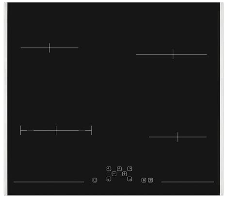 Sharp KH-6V08FT0K-EU Autarkes Kochfeld/Strahlenbeheizt / 60 cm/Seitlicher Edelstahlrahmen / 4 Kochzonen/Bräterzone/TouchControl