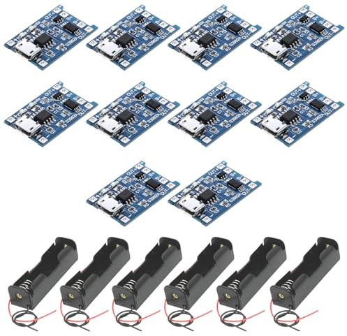 GTIWUNG Battery Charger, 6x 18650 Battery Holder with Wire Leads, 10x Micro USB 5V 1A Charging Board