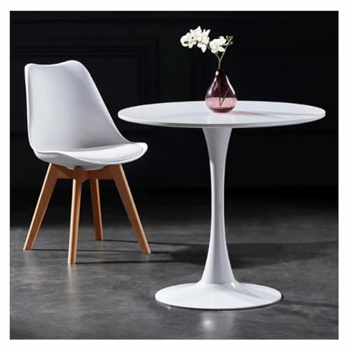 JHAISMAO Rund Esstisch Tulpe Tisch Küche Esstisch Für 2-4 Personen Mit MDF-Tischplatte Und Metallsockel Tulip Restaurant Freizeittisch Kleiner Runder Tisch(Size:60cm,Color:Weiß)