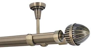 HDTL Gardinenstange Vorhangstange 25/19mm 2-läufig Deckenmontage Messing Antik 320 cm Rode