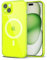 Svanove for iPhone 15 Case Clear Compatible with Magsafe, Transparent Magnetic Magnet Mag Case, Cute Slim Thin Silicone Grip & Shockproof Camera Cover Drop Protection Bumper, Neon Green Lime