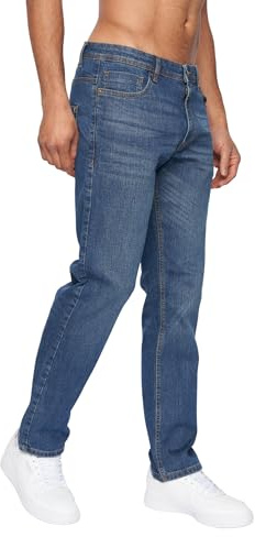 Duck and Cover - Men's 'Hydras' Everyday Essential Slim Fit Straight Leg Casual Jeans (W32 / L34, Mid Wash)