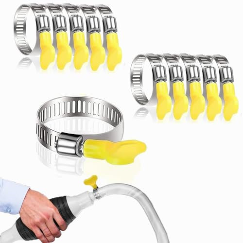 Lot de 10 colliers de serrage réglables en acier inoxydable - 8-44 mm - Avec écrous papillon - Pour tuyau de piscine, jardin, gaz, eau, machine à laver et tuyau de voiture (8-12 mm)