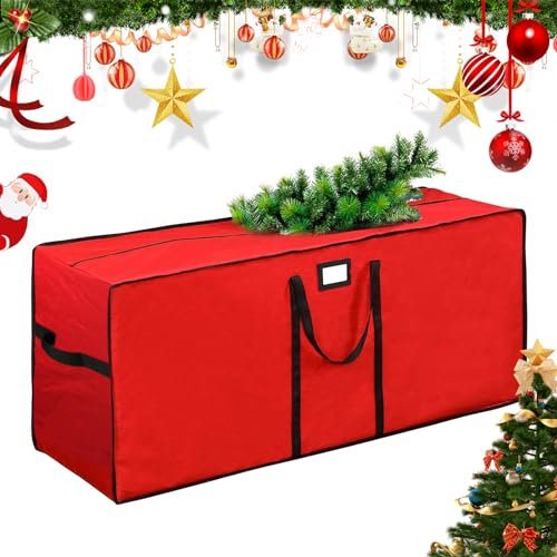 ZQEJEFD Borsa per Cuscini da Giardino, Custodia per Albero di Natale, Tessuto Oxford 600D Borsa Portaoggetti Natalizia con Manico e Cerniera,Impermeabile,Borsa per Albero di Natale,165x38x76cm, Rosso