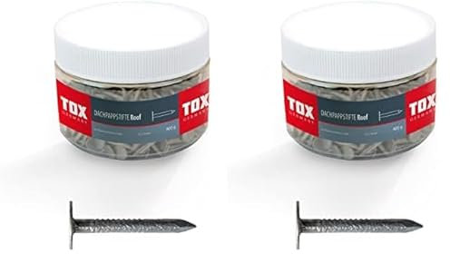 TOX Clavos de fieltro para tejados, clavos para tejados, cabeza avellanada, galvanizados en caliente, 2,0 x 20 mm,1 lata, 400 g (560 unid.), 063260201 (Paquete de 2)