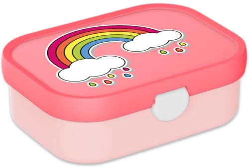 Mepal Brotdose für Kinder - Bento Lunchbox - Regenbogen - Jausenbox mit Bento-Fach & Gabel - Meal Prep Box Clip-Verschluss - BPA-frei & Spülmaschinenfest - 750 ml - Regenbogen Tropfen