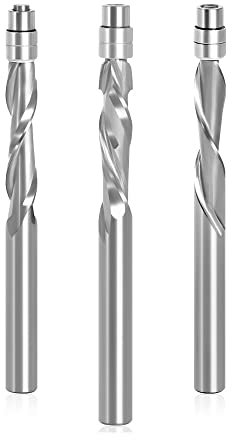 Trend Oberfräsen-Bits, Fräser zur Fasenkantenformung, Fräser, 3-teiliges Bündigfräser-Spiralfräser-Set, Fräser mit 1/4-Zoll-Schaftmuster, Wolframkarbid-Holzbearbeitungswerkzeuge for DIY-Türtisch