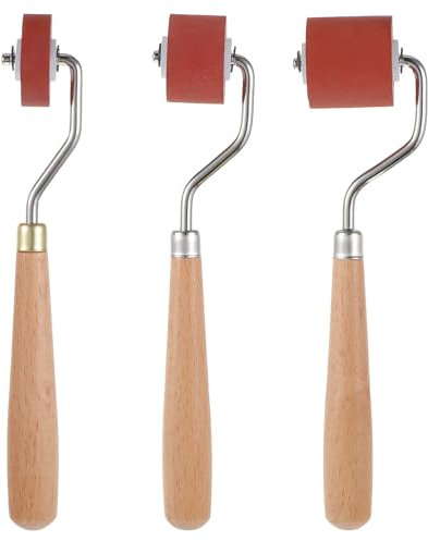3pcs Rubber Brayer Rollers,Brayer Ink Roller with Comfort Grip,Brayer Rollers for Crafting,Printing,Printmaking