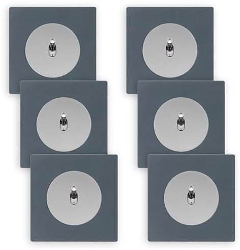 FONTINI - 6 va-et-vient ALU glossy DOM + 6 plaques simples blue grey