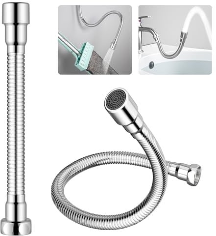 Kitchen Bathroom Sink Faucet Extender Aerator Tap Adapter Spray Head 360° Rotatable 2 Modes Water Saving Spraying, 1 Pack 30CM