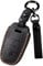 Happyit Leder Auto-Schlüsselanhänger kompatibel mit Audi A6 A7 A8 E-tron Q5 Q8 C8 D5 3 Tasten (Schwarz)