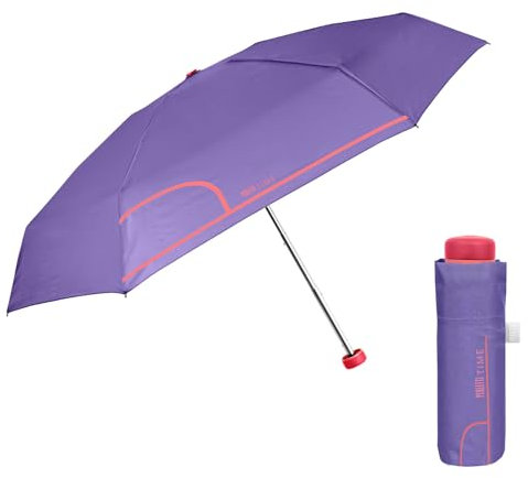 Taschenschirm Regenschirm Kompakt für Damen Frauen - Minischirm Super Klein Klappbar Mädchen mit Manueller Öffnung - Damenschirm Schirm mit Etui - Durchmesser 90 cm - Perletti (Violett)