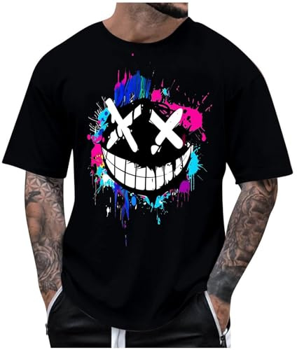 T Shirt Herren Oversize Tshirt Sommer Longshirt Männer Kurzarm Bequeme Locker Rundhals Kurzarmshirt Große Größen Sommershirt Leicht Tee Top Lustige Baumwolle Oberteile S-6XL