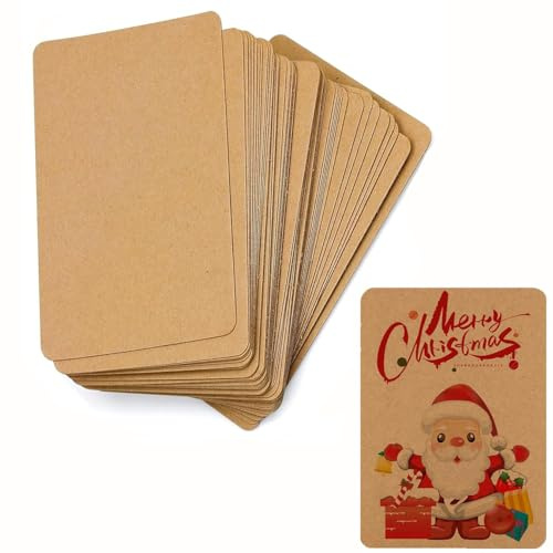 Kraftpapier Karten,50 Stück A6 Kraftpapier Postkarten Blanko,350g/m² Karteikarten,für DIY, Selbstgestalten,Grußkarten, Hochzeitseinladungen, Danksagungskarten (15x 10 cm)