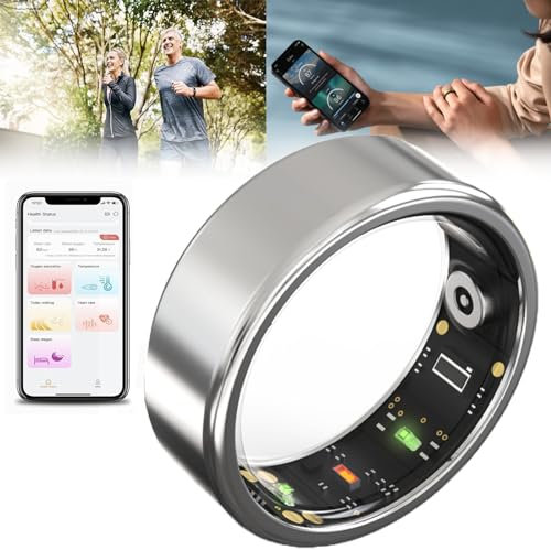 Smart Ring Health Tracker, Bluetooth 5.1, cardiofrequenzimetro, HRV, ossigeno nel sangue, temperatura corporea, sonno e sport, compatibile con iOS e Android
