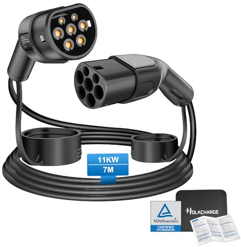HOLACHARGE TÜV [11kW 7M] Typ 2 3 Phasig 16A Ladekabel Elektroauto schwarz tragbarer Elektroautos-Ladekabel mit IP55 für IEC 62196 EV/PHEV