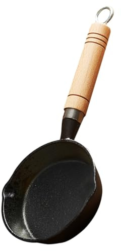 ibasenice Mini Cast Iron Saucepan with Wooden Handle Small Melting Pot for Pouring Oil and Heating Kitchen Tool for Baking Cooking and Restaurants