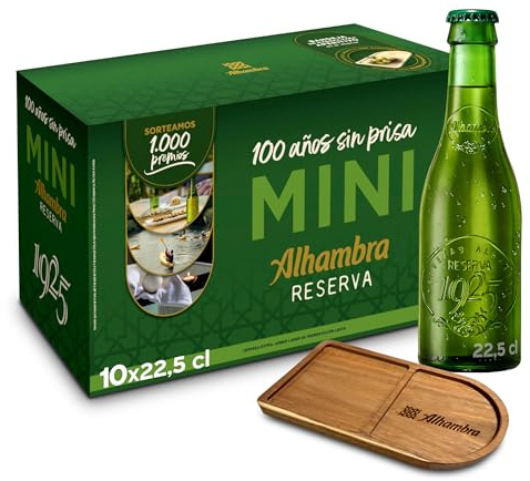 Alhambra Reserva 1925 Mini, Cerveza Extra, Pack 10 Botellines x 22,5cl