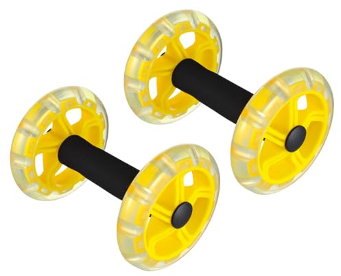 CIYODO Twin wheel Fitness Bauchroller mit Rutschfesten Griffen Stabiles Abdominaltrainer Gerät für Muskelaufbau und Gewichtsverlust Leichtes Sportgerät für Zuhause Gelb