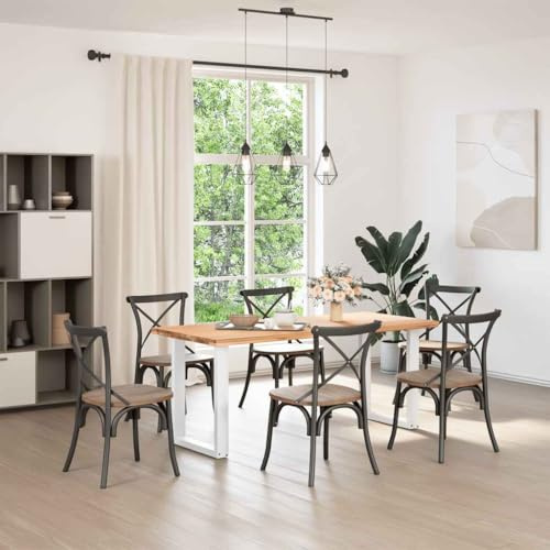 PTUGUOF 2 STK. pulverbeschichtete Stahl Tischbeine U-Form Weiß 60x72-73 cm mit verstellbaren Nivellierfüßen für Stabilität, quadratisches Design, vorgebohrte Löcher und Schrauben zur