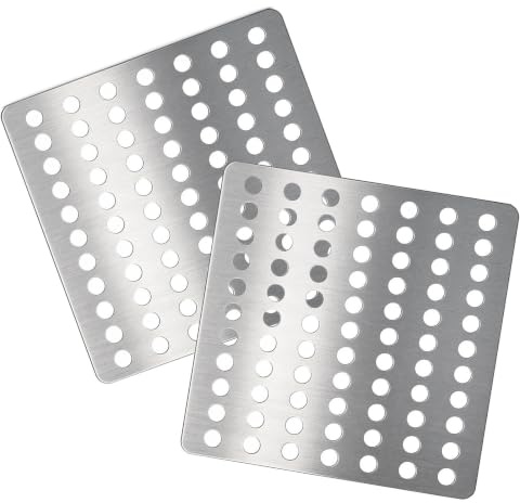 2 Pack Premium Stainless Steel Drain Cover - 15x15cm Square Outdoor Rustproof Drain Guard with 0.7cm Mesh Holes for Leaves & Debris, Heavy Duty Grid Covers for Garden & Shower