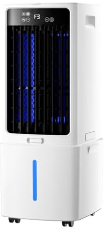 Aire Acondicionado Portátil Enfriador de Aire Portátil 12L con Agua Climatizador Evaporativo Portátil Oscilación 60°3 Velocidades Ruedas multidireccionales Ventilador de Enfriamiento para Hogar