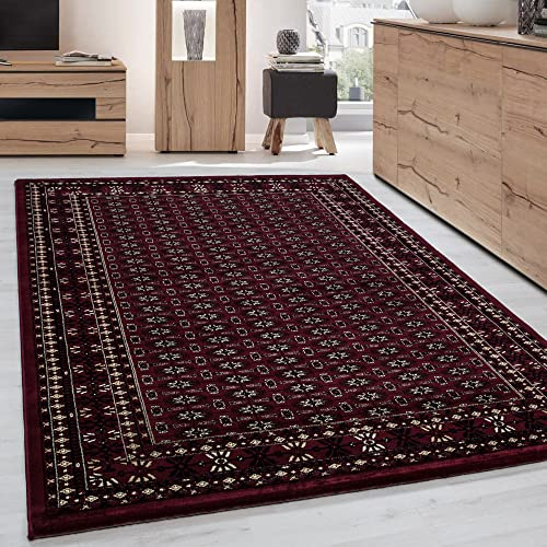Carpettex Kurzflor Teppich Orientalisch Läufer Wohnzimmerteppich Klassisch Optik Rot 80 x 150 cm - Orientteppich Vintage Teppich Schlafzimmer Weich Orientalischer Teppich Waschbar Küchenläufer Flur