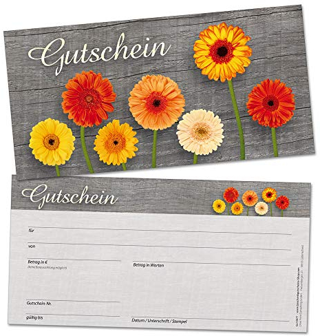 Geschenkgutscheine für Kunden, branchen-neutral verwendbares Design, 50 edle Karten, blanko, selbst beschriften mit Betrag, Name, Firmen-Stempel