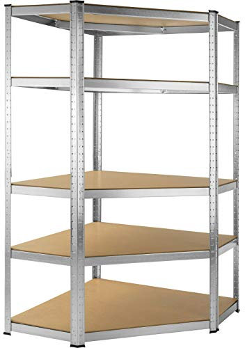 Scaffale angolare acciaio zincato 180 x 90 x 40 cm 5 ripiani portata 875 Kg