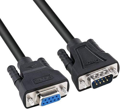 DTECH 5m DB9 RS232 Serial Cable Male to Female Computer Monitor Cable 9 Pin Null Modem Extension Cord for PC Data Communication -Black