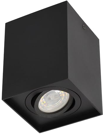 EDO Aufbaustrahler PALLAD 1 BLACK GU10 Aufbauspot Schwarz Deckenleuchte aus Aluminium Deckenlampe LED Deckenaufbauleuchte Quadratisch Aufbauspot Schwenkbar Deckenspots Wohnzimmer Küche
