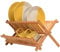 Homiu Bamboo Dish Drying Rack | Folding Collapsible 2-Tier Drainer Wooden Dish Drying Rack | Kitchen Counter Top Plate Drying Rack With Cup Holder | Two-Tier Foldable Drying Rack