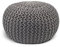 casamia Pouf Ø 55 o. 45 cm Strickhocker Sitzpouf Bodenkissen Premium Outdoor nachhaltig Größe ø 55 cm, Farbe grau - Silbergrau