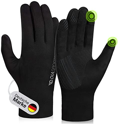 Diasports Handschuhe Herren & Damen | Touchscreen Laufhandschuhe | Fahrradhandschuhe mit Anti-Rutsch | Winterhandschuhe Outdoor | Schwarze Handschuhe Sport | Dünne Winter Thermohandschuhe Fußball |