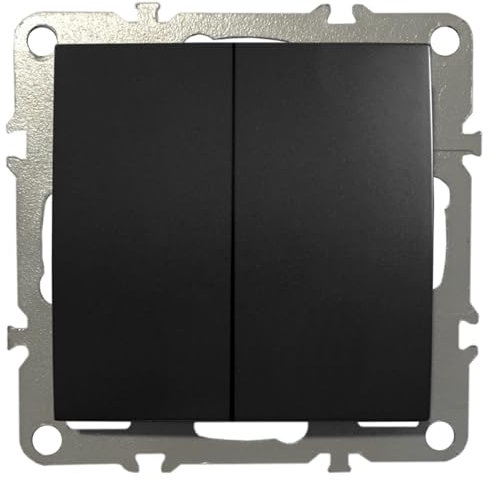 2-Fach Schalter Lichtschalter Doppel-Schalter Wechselschalter Unterputz 220-250V 10A Schwarz Matt