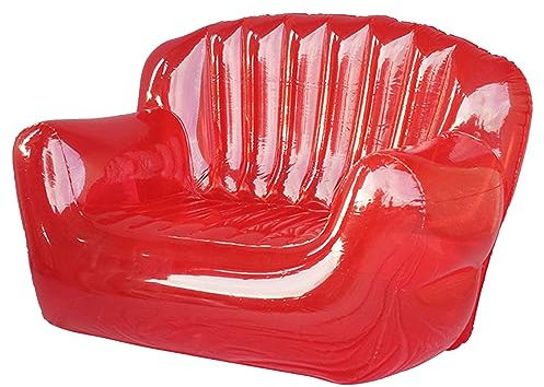 WENNEWU Aufblasbare Couch Luftsofa Einfacher Aufblasbarer Stuhl Ultra Weich Sitzsack Für Wohnzimmer Schlafzimmer,Rot,158X102X76cm