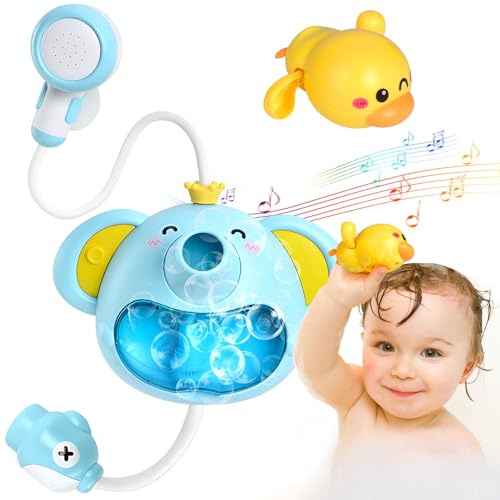 Trulloyoo Jouet de Bain pour bébé Jouet Piscine Bebe 1 2 3 Ans pour Bébé Jouet de Bain Machine à Bulles Jouet de Bain pour bébé 1 2 3 4 5 6 Ans Douche Canard Jouet Fun Cadeau Bubble Maker
