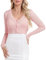 Irevial Boléro Femme Manches Longues Tricot Cardigan Respirant Gilet Femme Veste avec Boutons Tops rose clair,XL