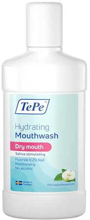 Collutorio TePe Hydrating bocca secca, mela & menta piperita, con fluoro, per idratare, lenire e rinfrescare la bocca secca